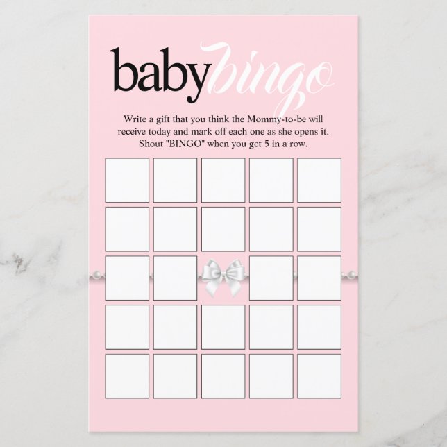 Rosa Tiffany Theme Baby Bingo Baby Shower Game (Framsida)