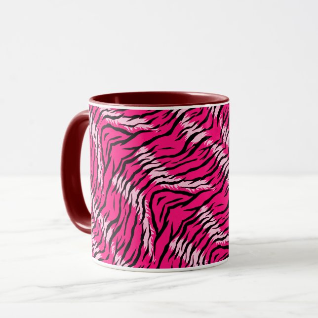 Rosa Tiger Djurhudsmönsterdesign  Mugg (Framsida vänster)