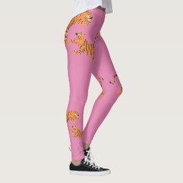 Rosa Tiger Djurtryck Mönsterdesign Leggings