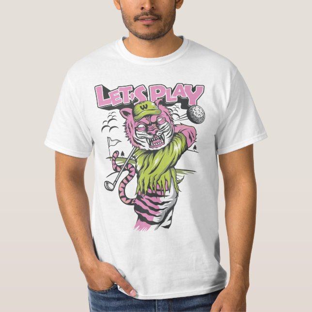 Rosa Tiger Golf Power Drive T Shirt (Framsida)