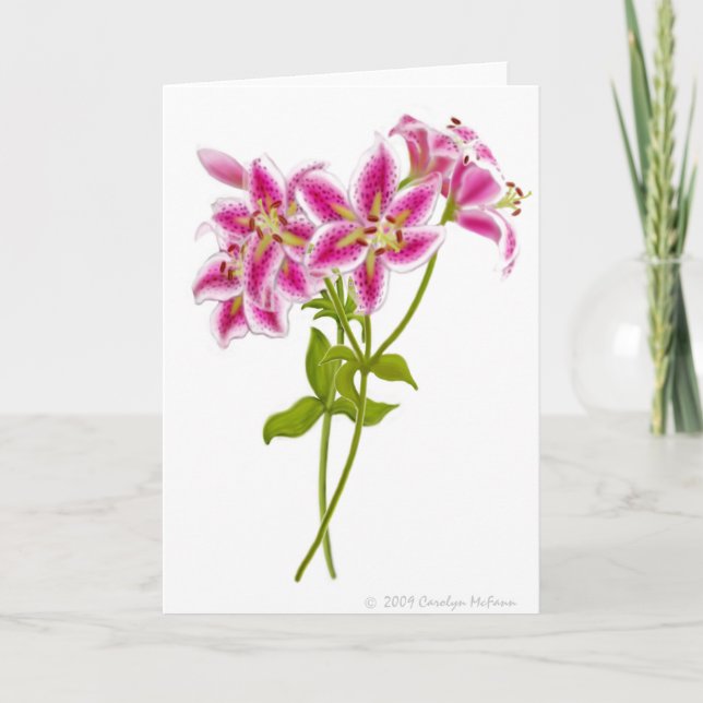 Rosa Tiger Lily Greeting Card Kort (Framsida)