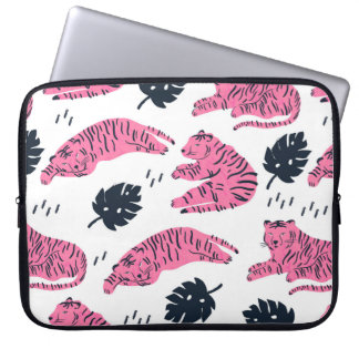 Rosa tiger ljuger på olika ställen. Tropisk lea Laptop Fodral