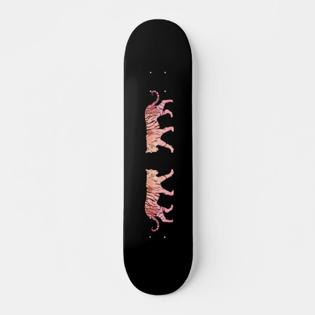 Rosa tiger mini skateboard bräda 18,5 cm (Framsida)