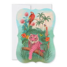 Rosa Tiger och Parrot Tropical Jungle Blank