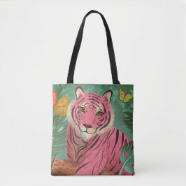 Rosa Tiger och Parrot Tropical Jungle Tygkasse