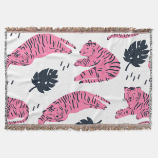 Rosa Tiger Tropical: Vintage Hand-Drawn. Filt