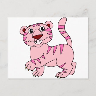 Rosa Tiger Vild Djuren Ändå Toppen Cute Vykort