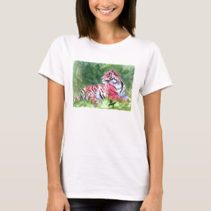 Rosa tigerdamTshirt Tee
