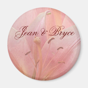 Rosa Tigerlily bröllopsmagnet Magnet