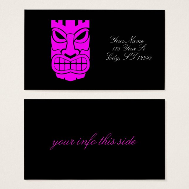 Rosa Tiki Sculpture Thunder_Cove Visitkort (Framsida & baksida)