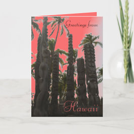 Rosa tiki tema Hawaiis tropiska hälsningskort Kort