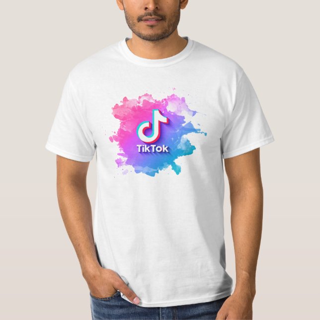 Rosa Tiktok-Logotyp T Shirt (Framsida)