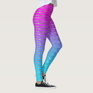 Rosa till blå silver rand mönster leggings