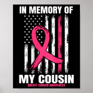Rosa till minne av Flagga grafi av kosincancer i b Poster