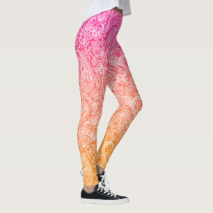 Rosa till orange ombre med vit paisley leggings