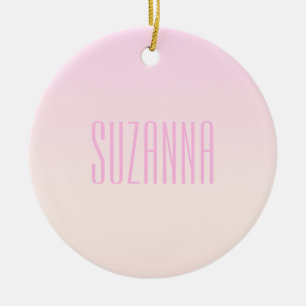 Rosa till Peach Sunset Ombre med Anpassade Text Julgransprydnad Keramik