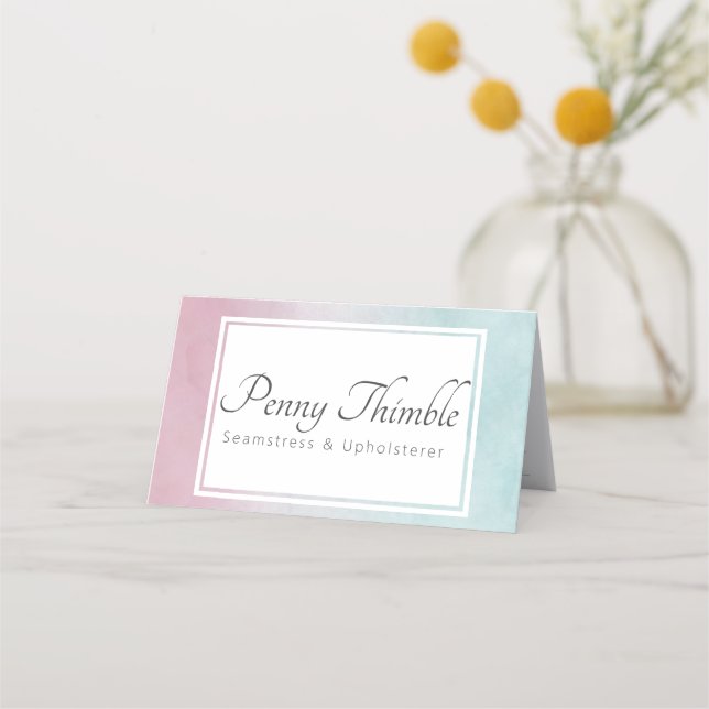 Rosa till turkos vattenfärgsombré tidsbeställning kort (Framsida)