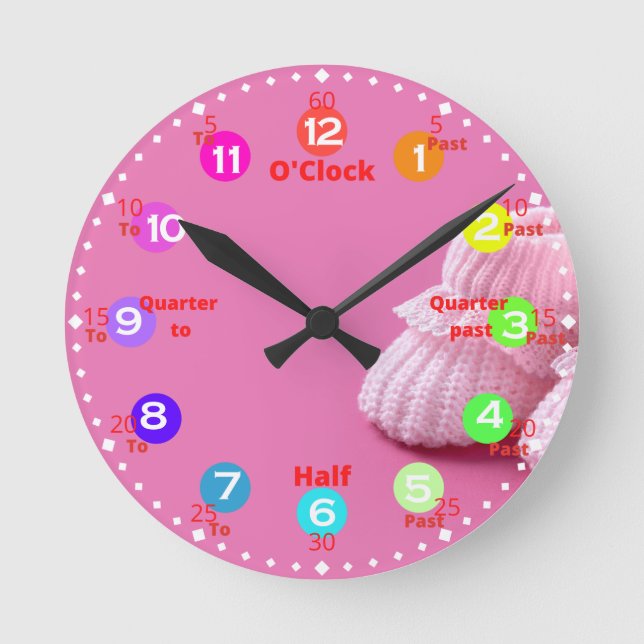Rosa Time Learning Round Clock Rund Klocka (Framsida)