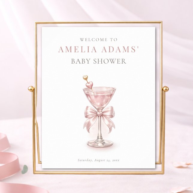 Rosa Tini One Flicka Baby Shower Välkomstskylt Poster (Skapare uppladdad)