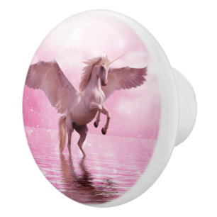 Rosa Tinting Pegasus Flying Horse on Ocean Dresser Knopp