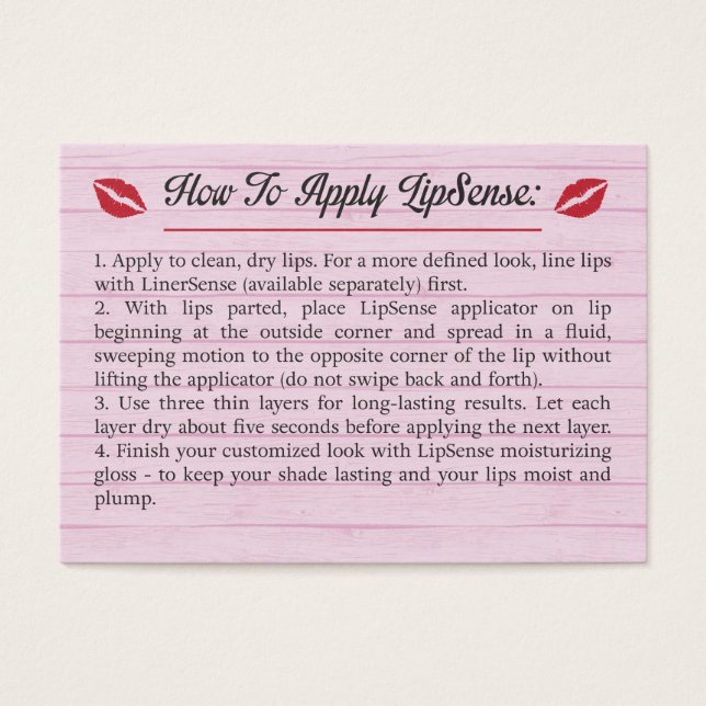 Rosa - Tips & Tricks - How to Apply - LipSense Visitkort (Framsidan)