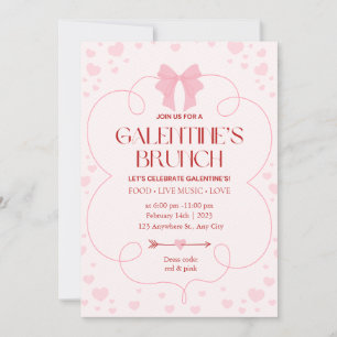 Rosa tjejaktig Galentine-dagsbrunch-inbjudan Julkort