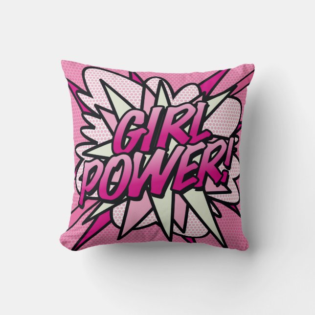 Rosa TJEJER POWER Kul Modern Trendig Tecknad Serie Kudde (Framsida)