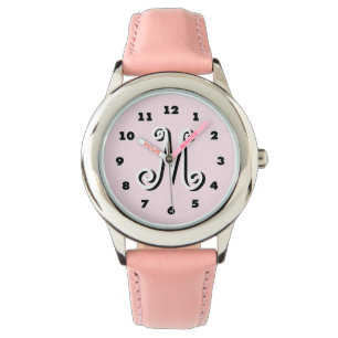 Rosa tjejer vaktar personlig brev monogram armbandsur