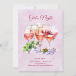 Rosa tjejernas natt Vin Inbjudningar