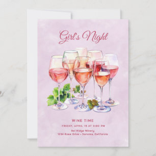 Rosa tjejernas natt Vin Inbjudningar