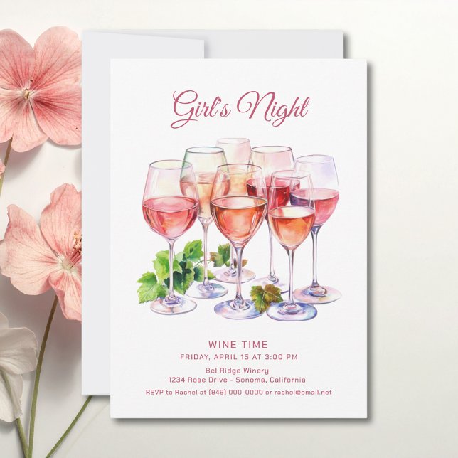 Rosa tjejernas natt vin  inbjudningar (Skapare uppladdad)
