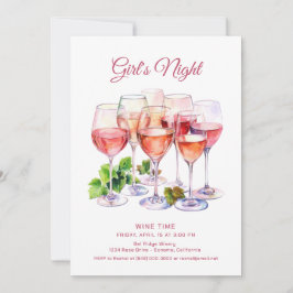 Rosa tjejers natt vin inbjudningar
