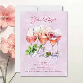 Rosa tjejers natt vin  inbjudningar