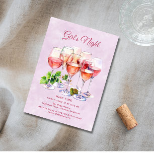 Rosa tjejers natt vin inbjudningar