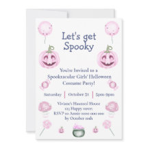 Rosa tjejig Halloween-fest inbjudan