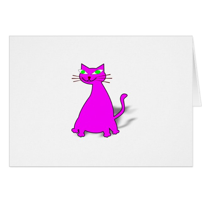 Rosa Tjock Katt Hälsningskort (Framsidan Horizontal)