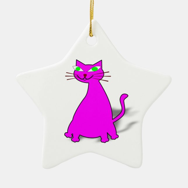 Rosa Tjock Katt Julgransprydnad Keramik (Framsidan)