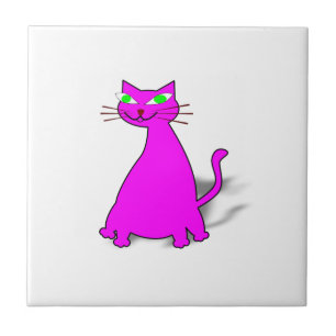 Rosa Tjock Katt Kakelplatta