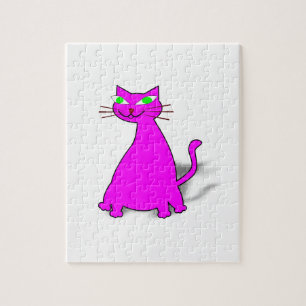Rosa Tjock Katt Pussel