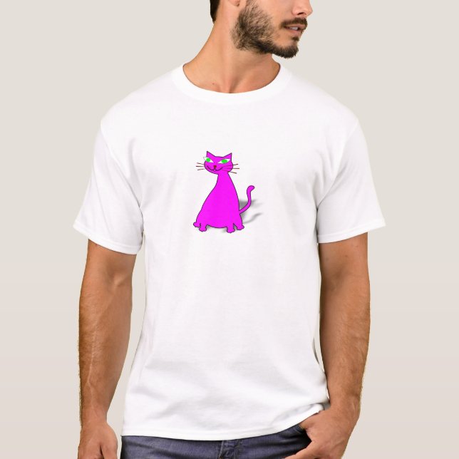 Rosa Tjock Katt T Shirt (Framsida)