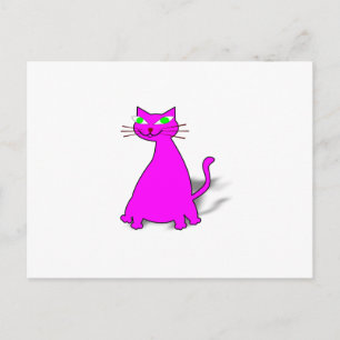 Rosa Tjock Katt Vykort