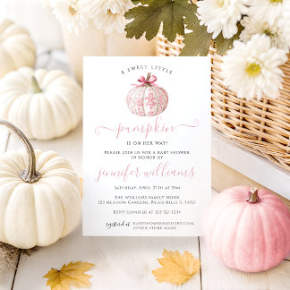 Rosa Toalett Liten Pumpa Babyflicka Shower Inbjudningar