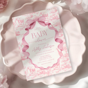 Rosa Toalett Safari Baby Shower Inbjudan