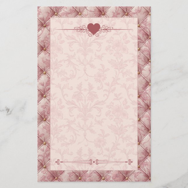 Rosa Toalettmönstrad Sammetsskrud Postpapper Brevpapper (Framsida)