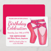 Rosa Toe Shoes Ballet Ballerina Dance Birthday