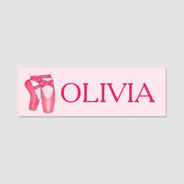 Rosa Toe Shoes Ballet Ballerina Dance Birthday Namnbricka (Framsida)