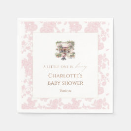 Rosa Toile Baby Is Brewing Café Coffee Coquette  Pappersservett
