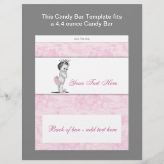 Rosa Toile Baby Shower Candy Pub Wrapper Reklamblad