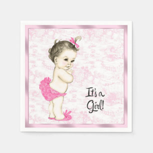 Rosa Toile Baby Shower Pappersservett