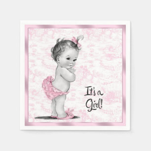 Rosa Toile Baby Shower Pappersservett